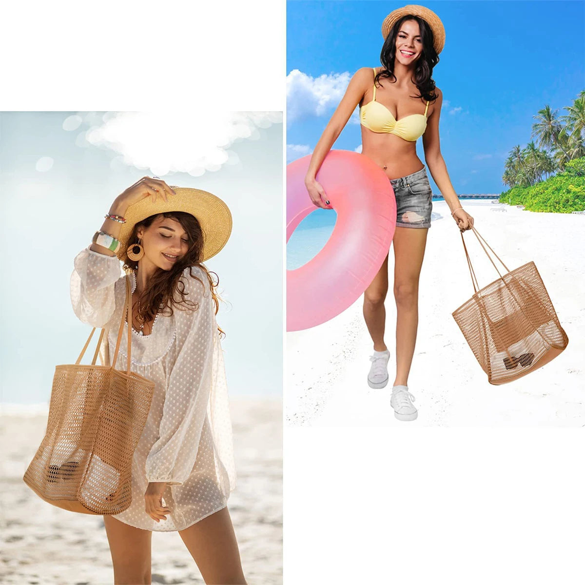 Mesh Beach Tote For Women Bag And Swimwear Organizer
