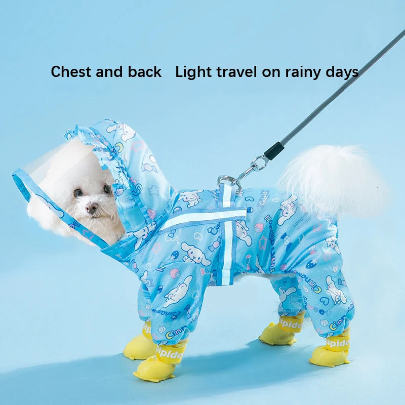 Cinnamoroll Pet Raincoat Waterproof Hood Jacket For Dogs