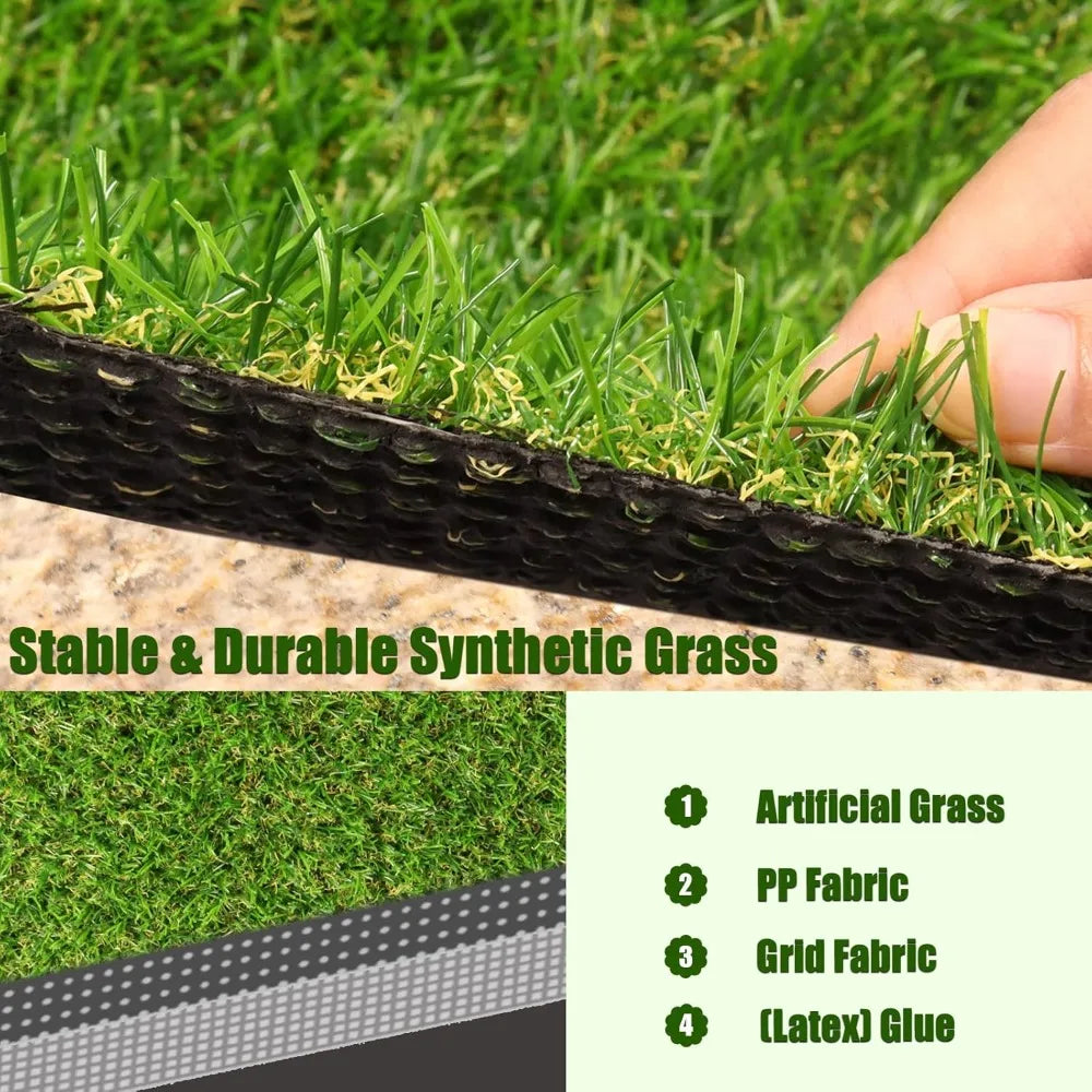 0.8 Inch Artificial Grass Turf 4x6 Feet Realistic Indoor Outdoor Carpet Lush Landscape Fake Grass