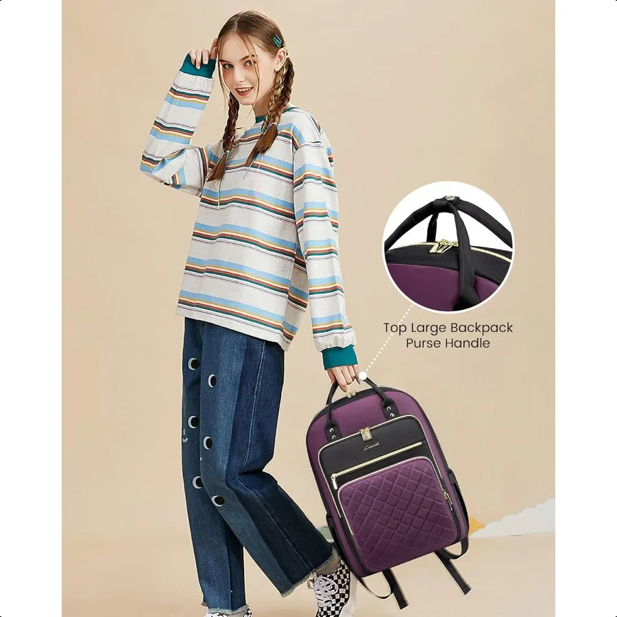 Women's Water Resistant 15.6 Laptop Backpack with USB