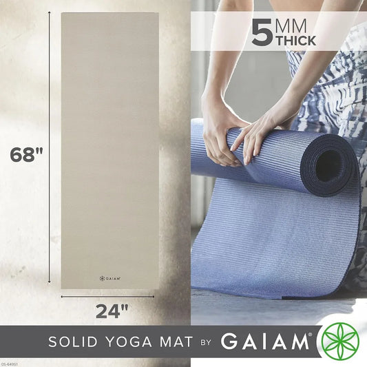 Gaiam Premium 5mm Yoga Mat Non Slip Exercise 68x24 Inches