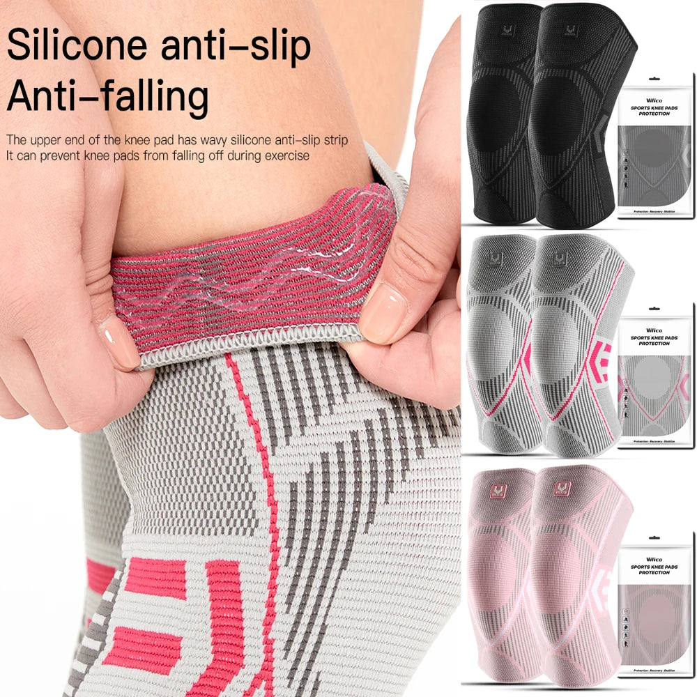 Fezrgea Knee Support Sleeve Anti Slip Silicone Braces Pain