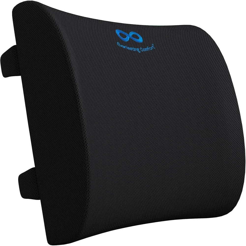 Ergonomic Lumbar Support Pillow Memory Foam Back Cushion for Office Chair Car and Couch with Contoured Design and Adjustable Straps