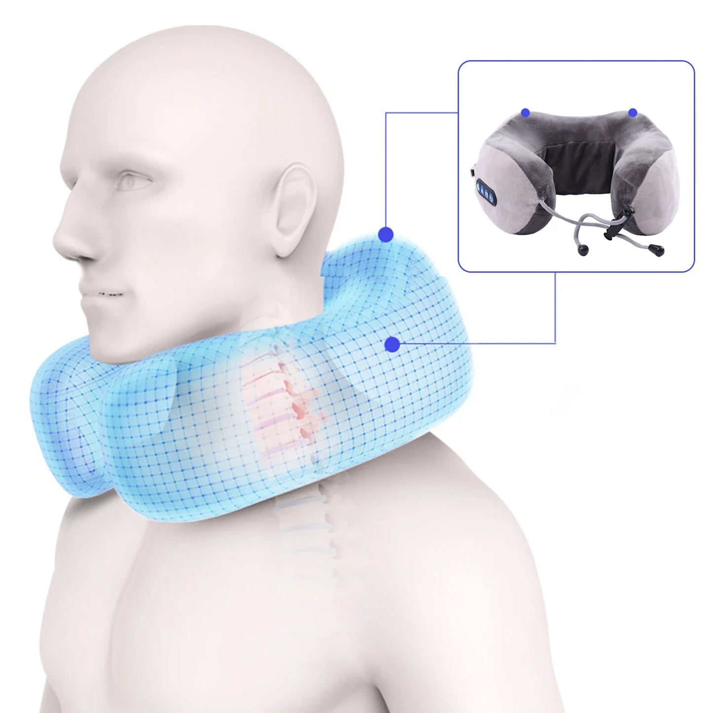 Infrared Heating Neck Massager Pillow With 3 Gears U Shape