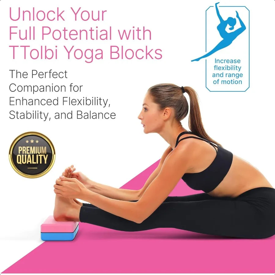 Hign-concerned Yoga Blocks 2 Pack With Dance Stretch Band Guide