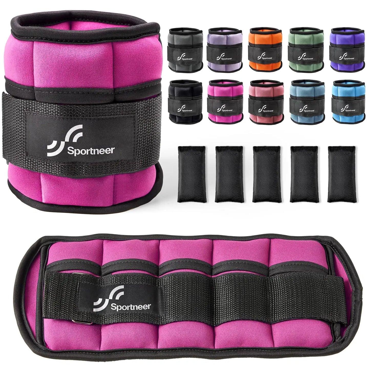 Sportneer Adjustable Ankle Weights 10lb Pair Gym Workouts