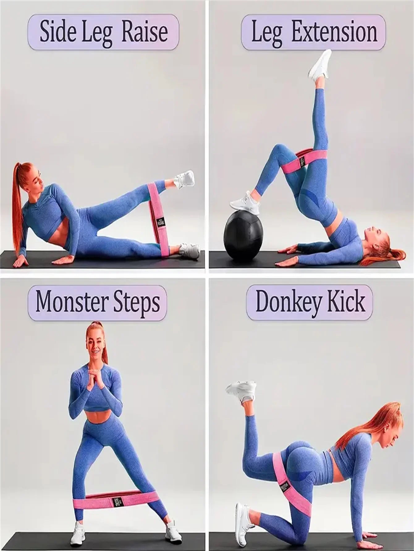 Pilates Elastic Resistance Bands For Booty Legs Workout