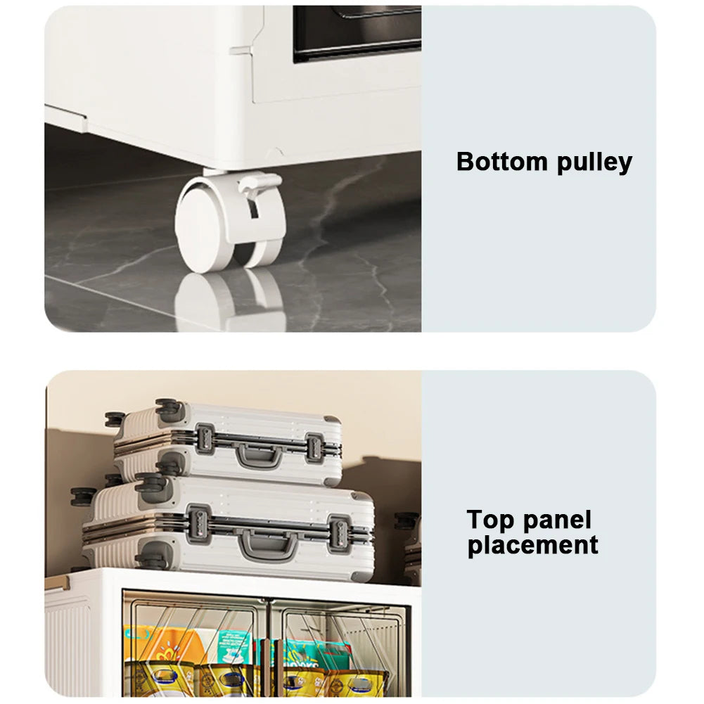 4 Tier Stackable Storage Bins with Lids and Wheels for Home