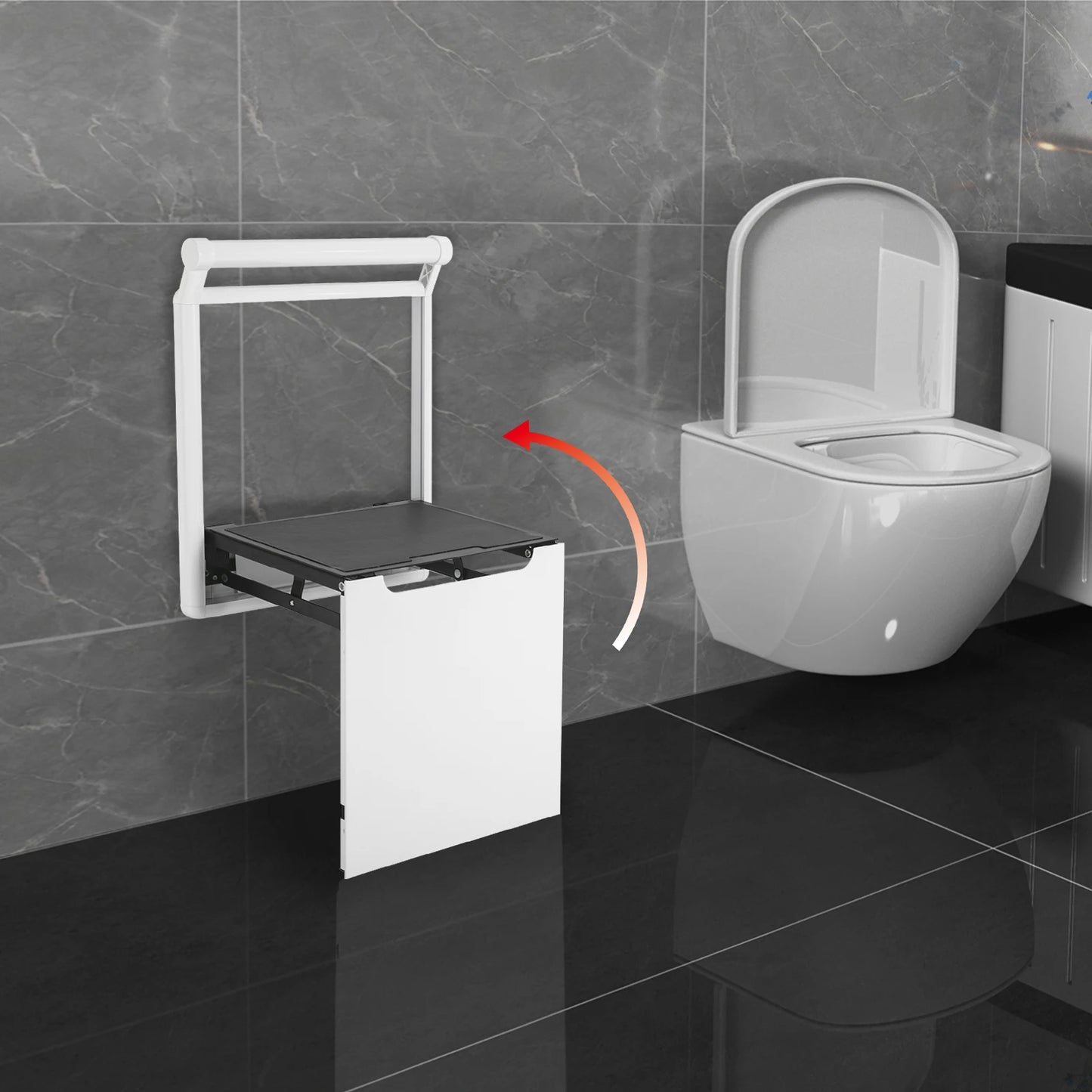 Folding Wall Mounted Bathroom Stool For Entryway Use