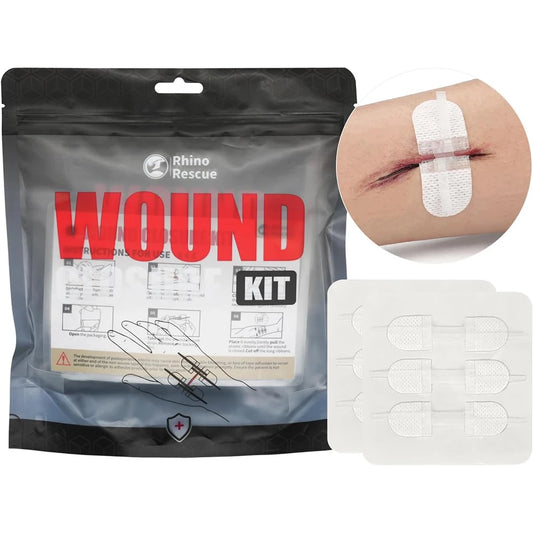 Rhino Rescue Zip Stitch Laceration Closure Kit with Wound Dressings and Closure Strips for Cut Care 6 Pieces