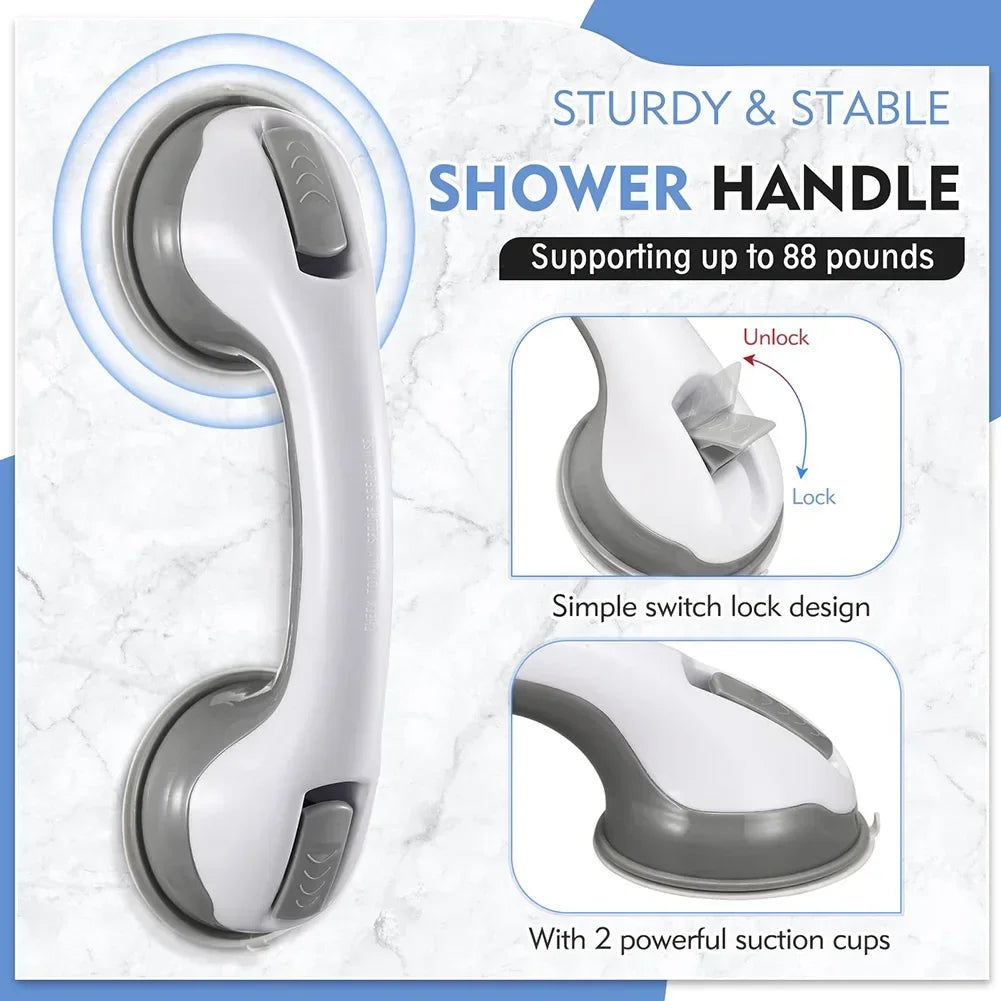 2 Pack 12 Inch Grab Bars for Bathtubs Shower Strong Suction Cup Bathroom Safety Handle for Elderly Seniors Handicap