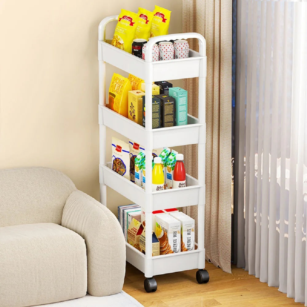 Hign-concerned 3/4-Tier Rolling Storage Cart Plastic Organizer