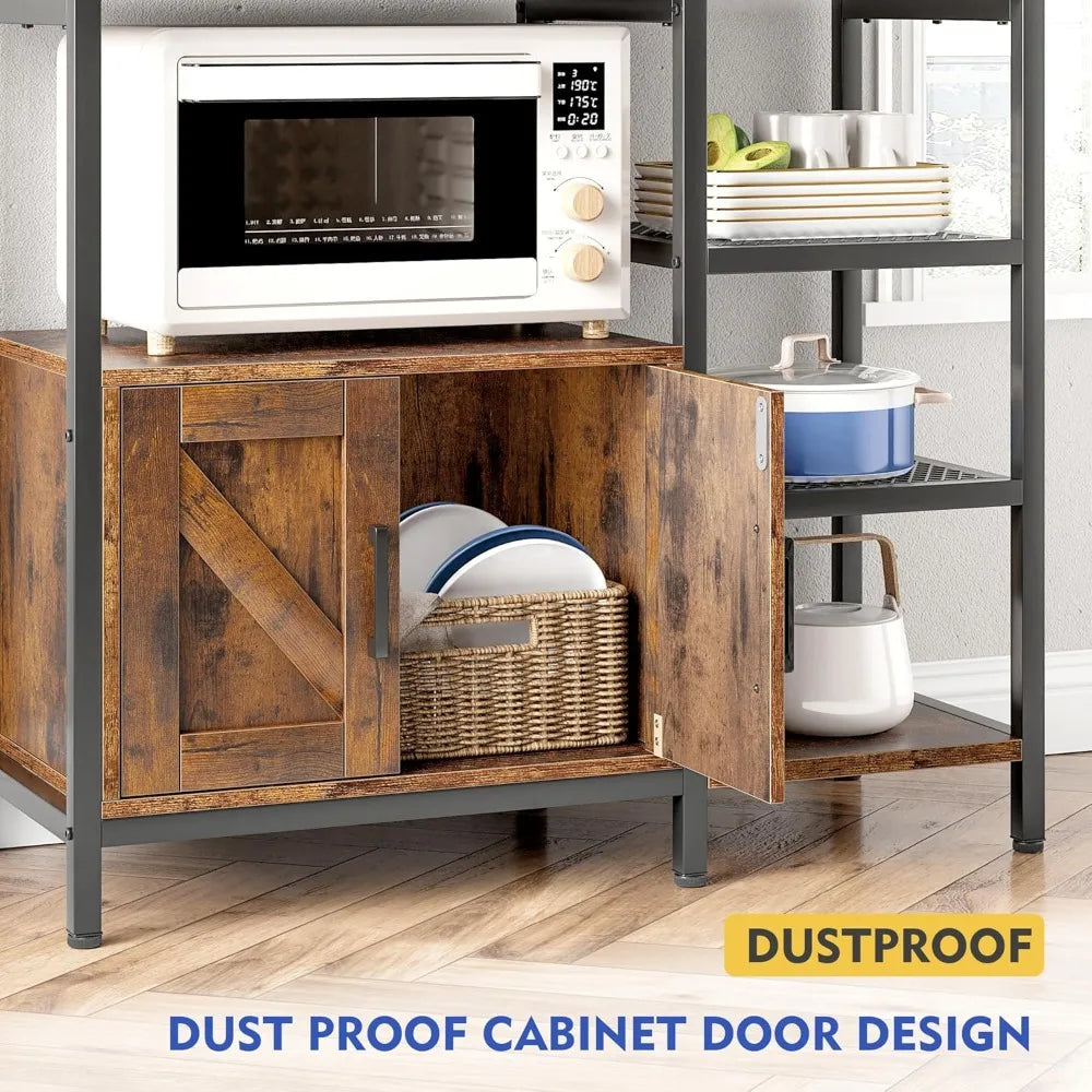 Bakers Rack With Storage Cabinet And Microwave Stand Kitchen