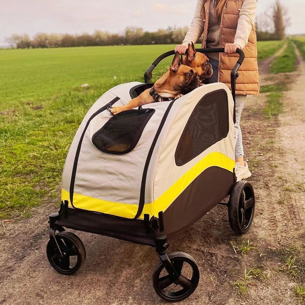 Premium 4 Wheel Foldable Dog Stroller Pram For All Sizes