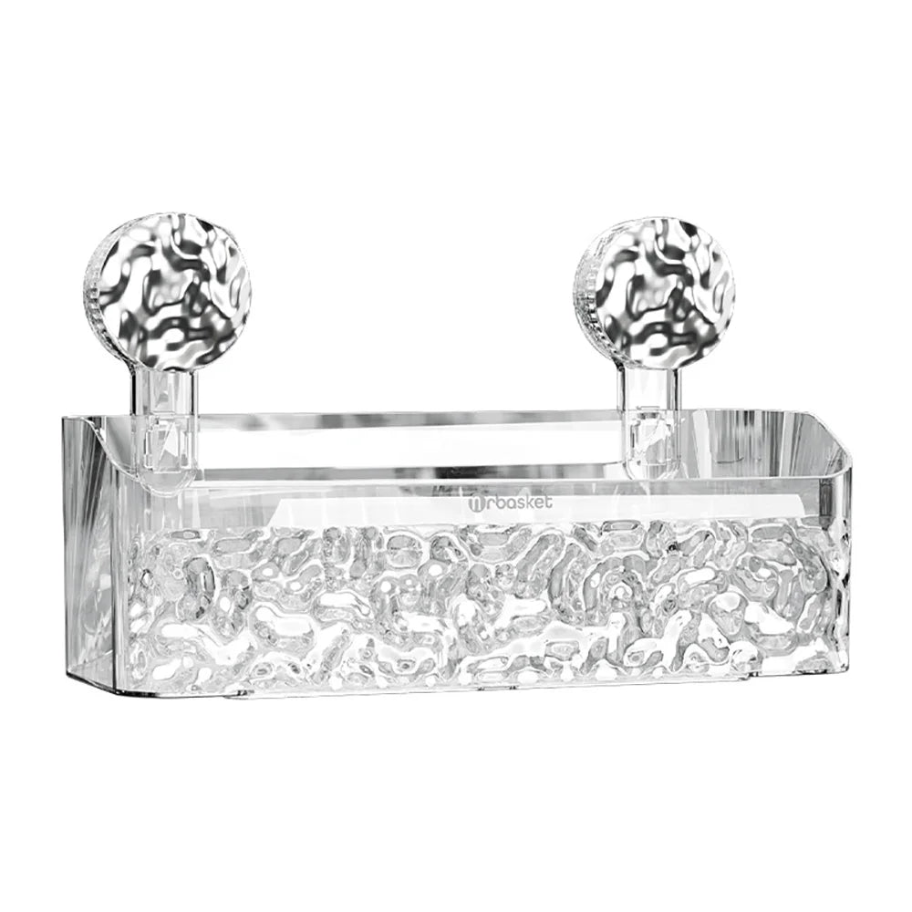Big Red House Bathroom WallMounted Storage Shelf SuctionCup GlacierPattern Organizer