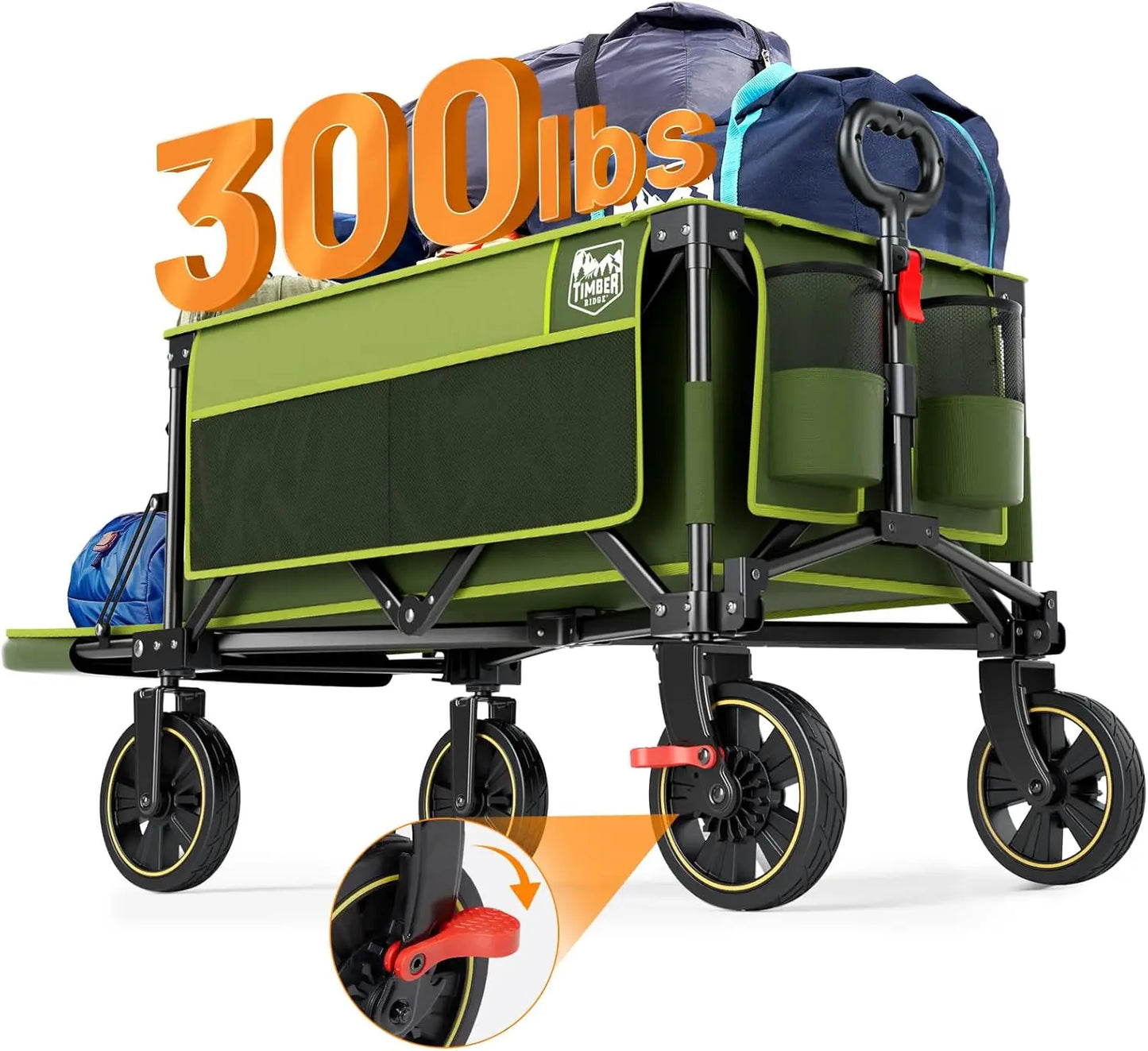 49 Inch Extra Long Folding Wagon With Tailgate Brakes 250L