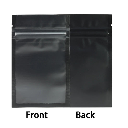 Heat Sealable Flat Plastic Mylar Packaging Bags Reusable Eco Friendly Zipper Matte Black Zip Lock Pouch With Frosted Window