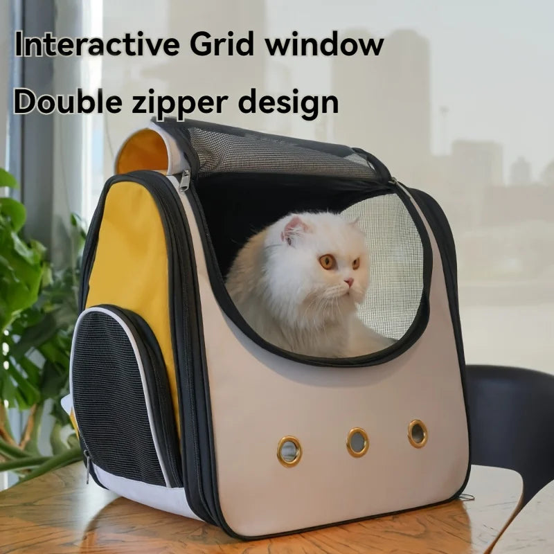 Portable Cat Carrier Backpack Large Capacity Breathable Foldable Travel Bag