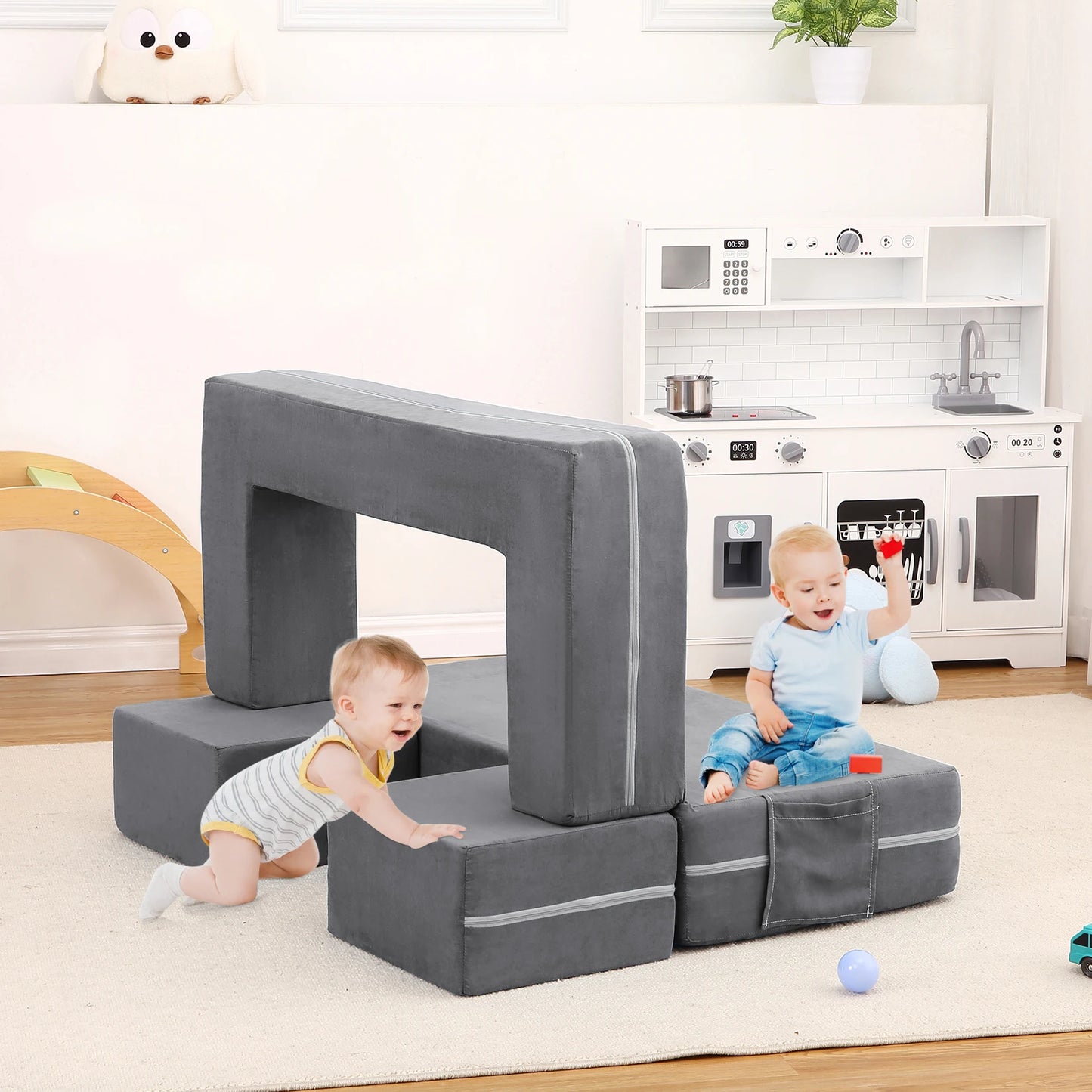 Modular Kids Play Couch 3 Piece Toddler Foam Sofa Bed