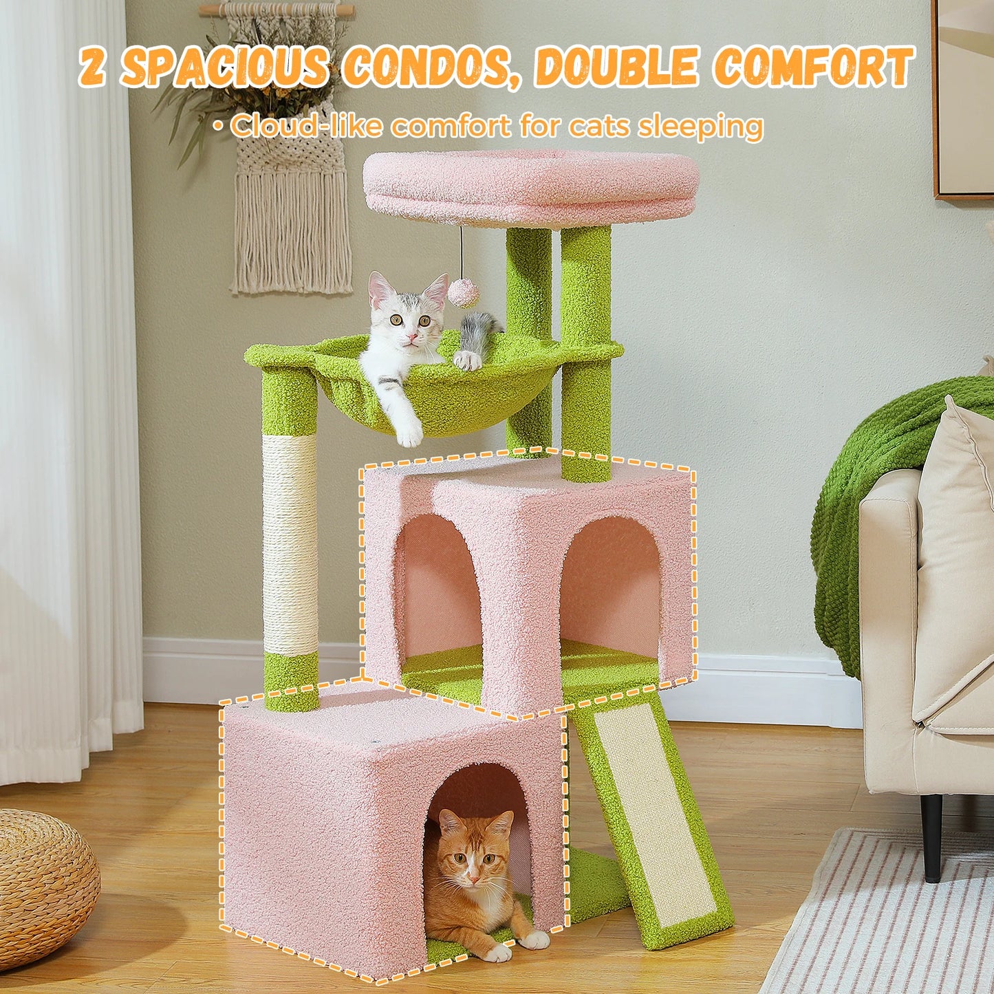 Large Cat Tree for Indoor Cats Multi Level Cat Tower with Spacious Condos and Sisal Scratching Pad