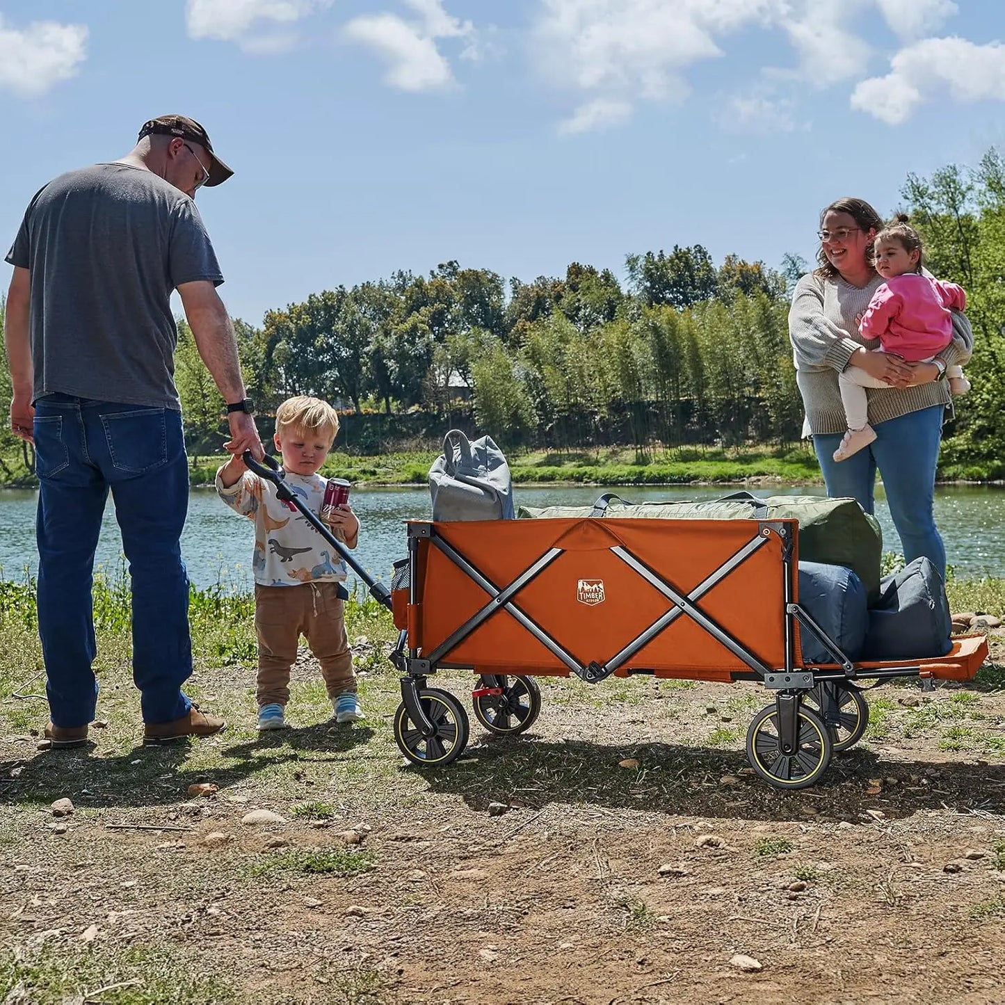 49 Inch Extra Long Folding Wagon With Tailgate Brakes 250L