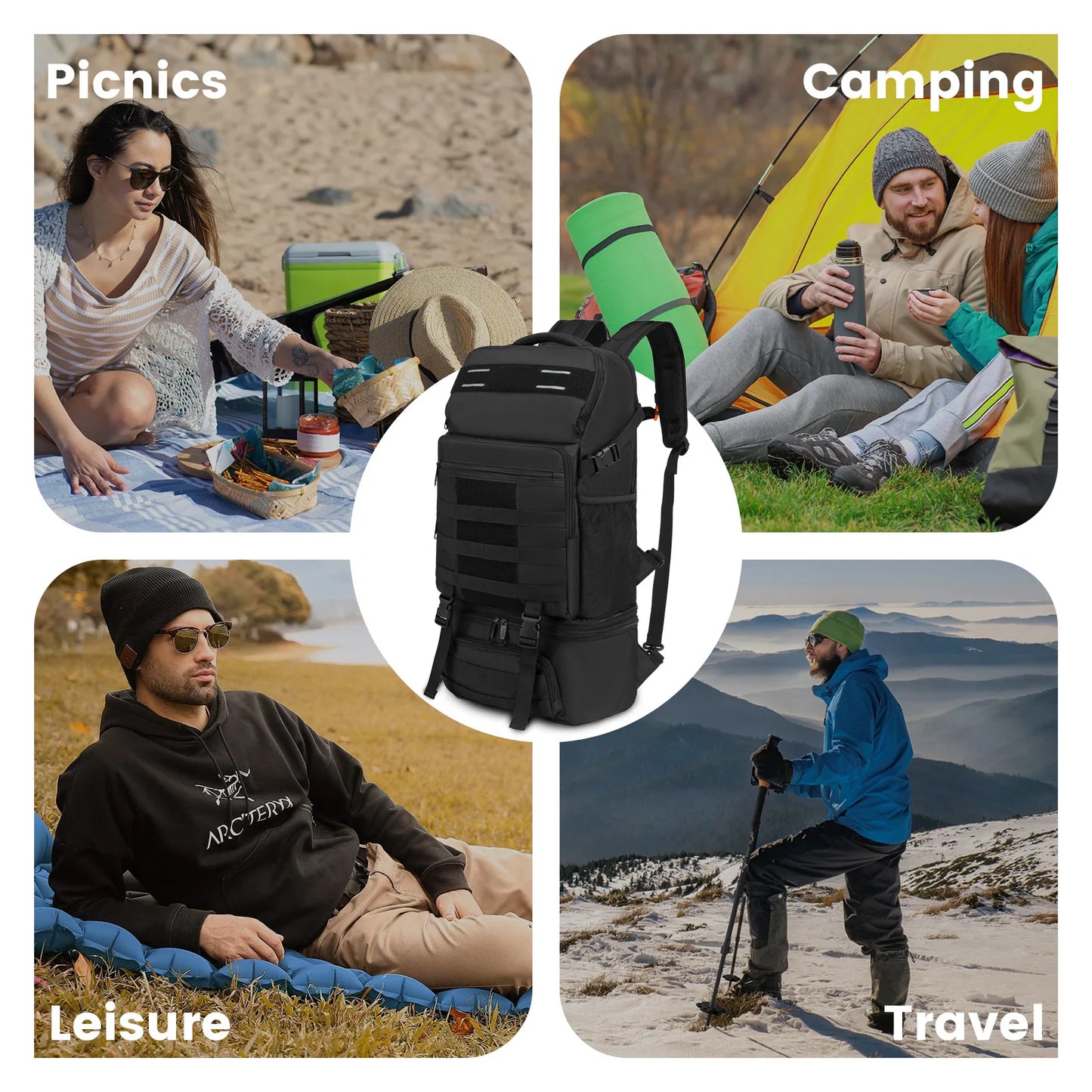 Insulated Backpack Lunch Bag Cooler Waterproof Outdoor Backpack 15.6 Inch Laptop Compartment Travel Bag