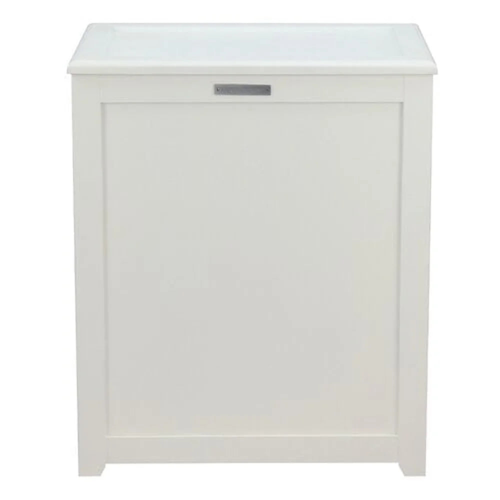Storage Laundry Hamper MDF Wood with Hinged Lid Hand Grips Raised Bottom Rubber Bumpers Organizes Toys and Linens