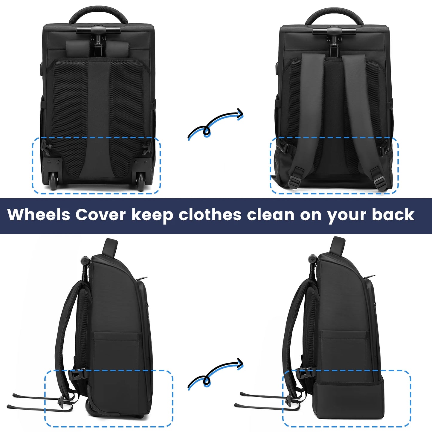 YH&GSCN Rolling Backpack Laptop Water Resistant Large Capacity Luggage