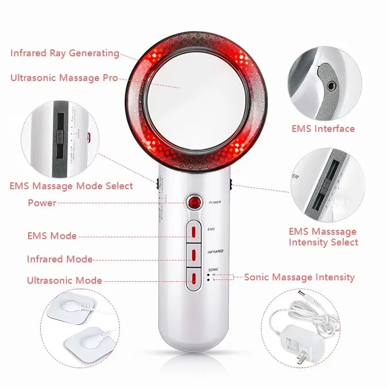 3in1 Weight Loss Slim Electric Massager Far Infrared Microcurrent USB Rechargeable