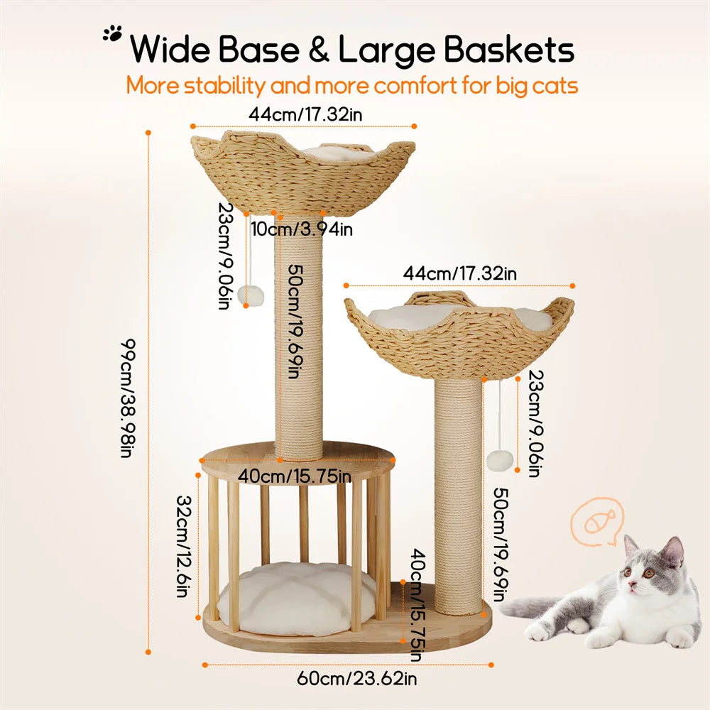BORWARTCN 3 Tier Cat Tree With Plush Napping Perches