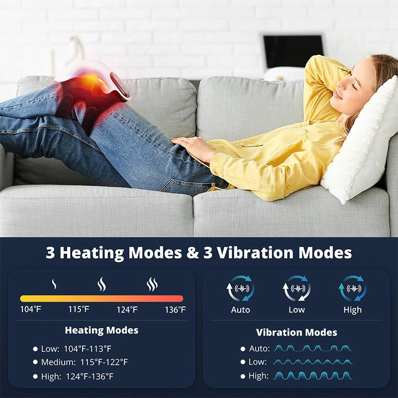 Medcursor Electric Heating Massage Knee Pad Wireless Heated Knee Massager with Temperature Hot Compress and Vibration Massage