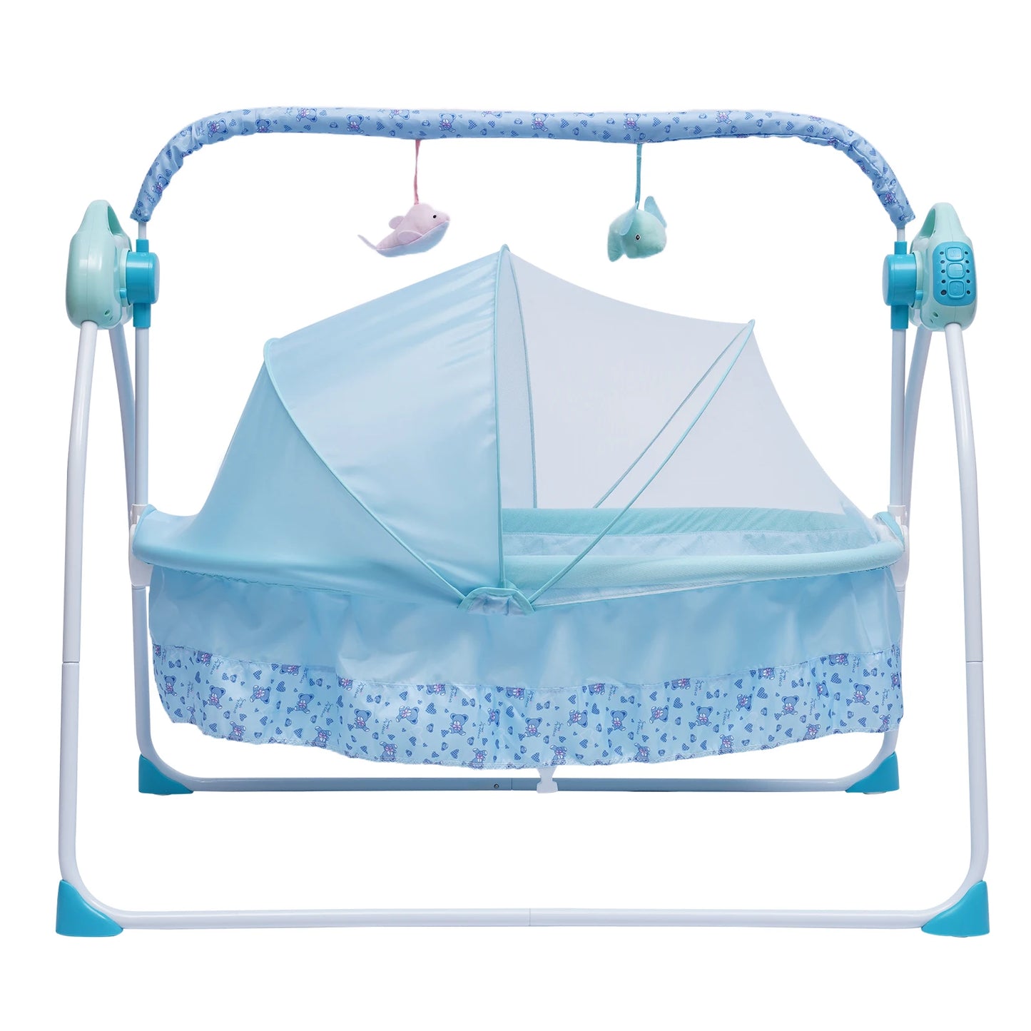 Electric Baby Cradle Auto Swing Rocker Cot Infant Sleeping Bed with Timer Bluetooth Music Mat Pillow and 5 Gears Adjustable
