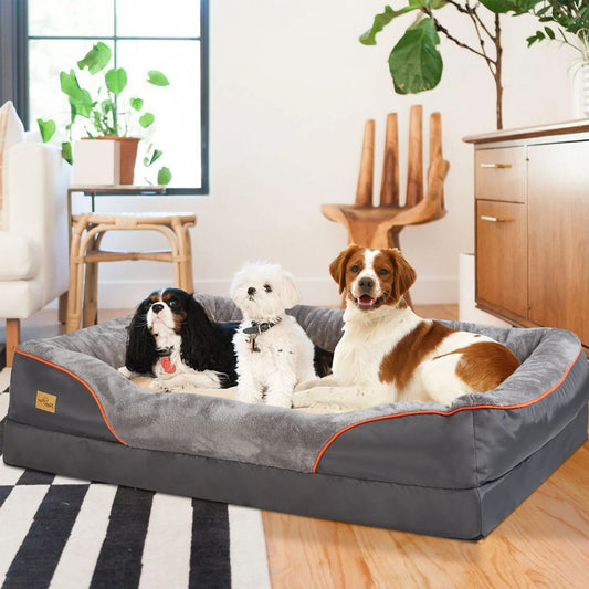 Dog Bed Orthopedic Foam With Cotton Bolster Removable Cover