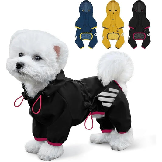 Waterproof Dog Raincoat Lightweight Reflective Leash Hole