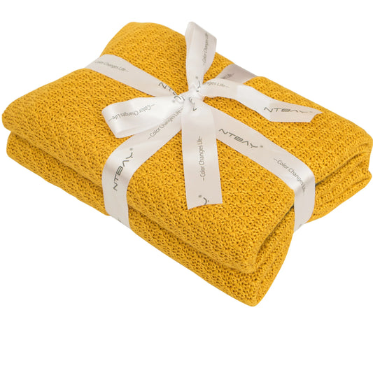 Ntbay Natural Bamboo Cable Knit Toddler Blanket Soft Cooling Touch Baby Blanket