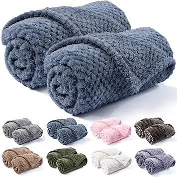 Warm Fuzzy Dog Cat Blanket Plush Fleece Throw 24x32 Blue