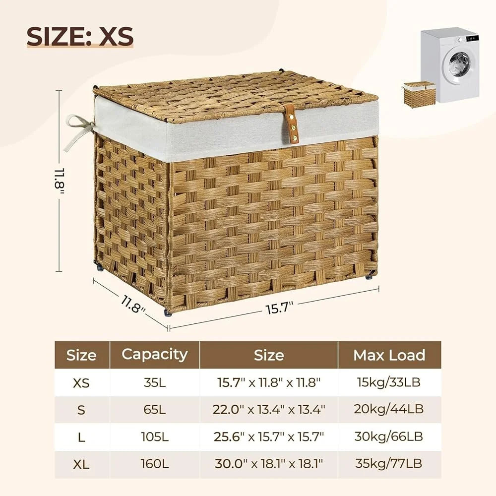 35L Foldable Storage Basket Lid Removable Liner And Handles
