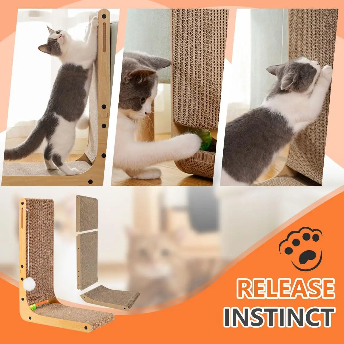 L Shape Cat Scratcher 23.6 Inch Cardboard Cat Scratchers for Indoor Cats Furniture Protection