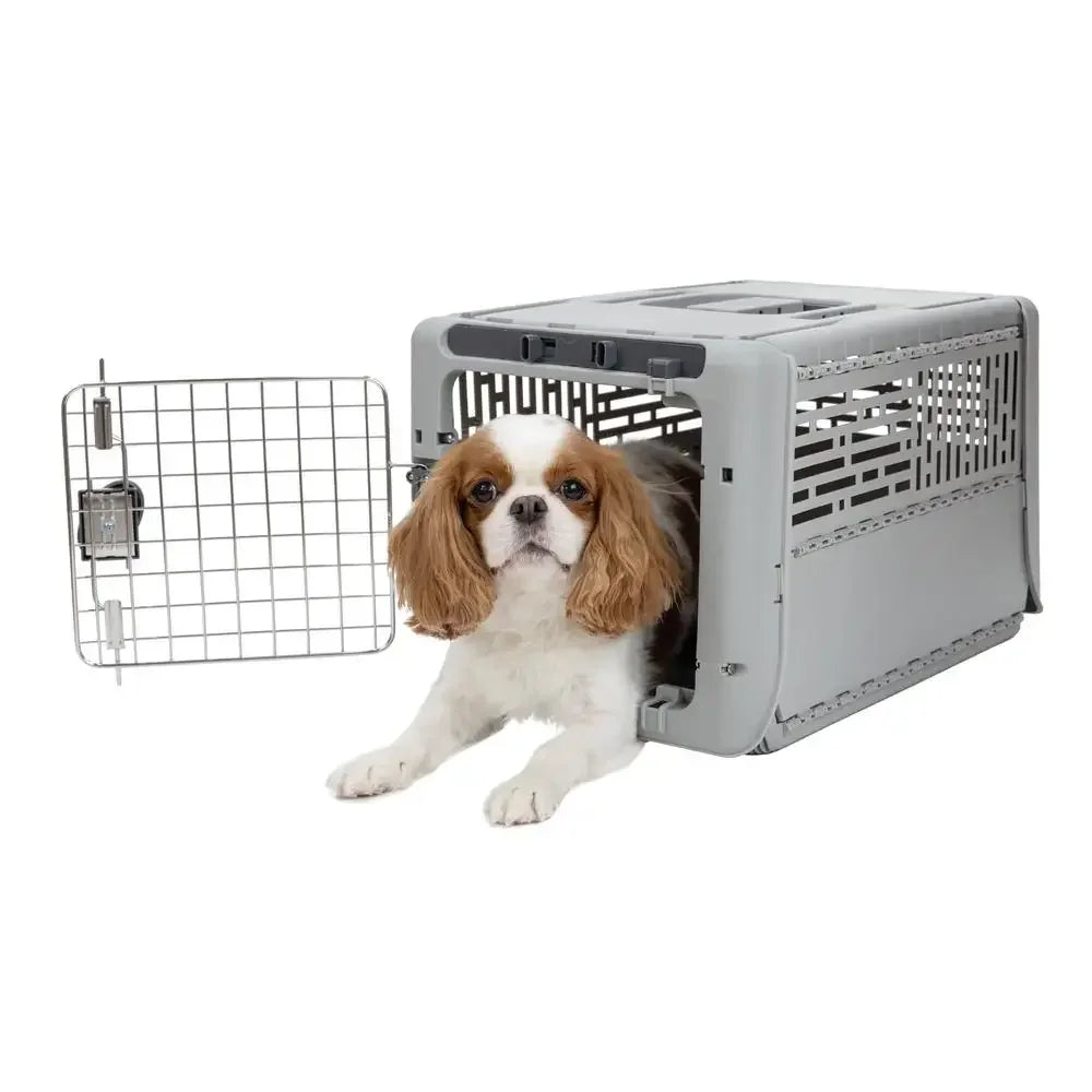 Portable Collapsible Dog Kennel Small Gray 19 Inch Carry