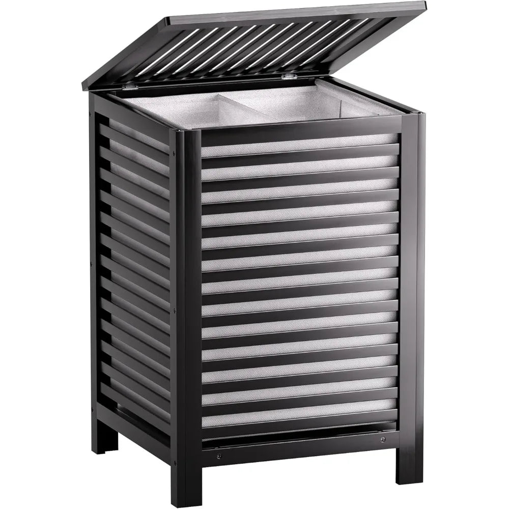 Double Laundry Hamper With Lid And Removable Liner Bag