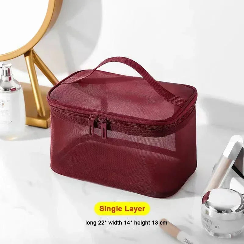 Mesh Wash Beach Bag For Travel Cosmetic Pouch Bath Organizer