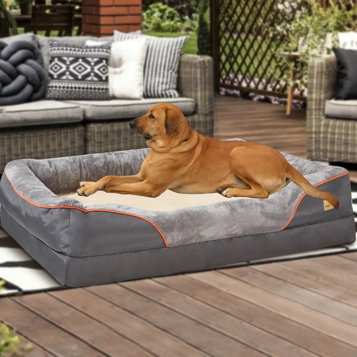Dog Bed Orthopedic Foam With Cotton Bolster Removable Cover