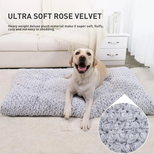 Washable Dog Bed Plush Anti Slip Crate Pad Travel Mat 35 In