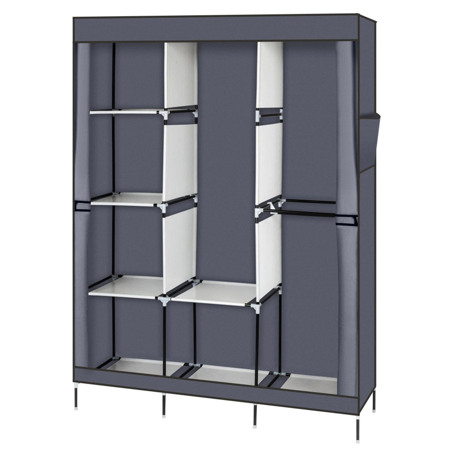 71 Inch Portable Closet Wardrobe Storage Organizer Gray