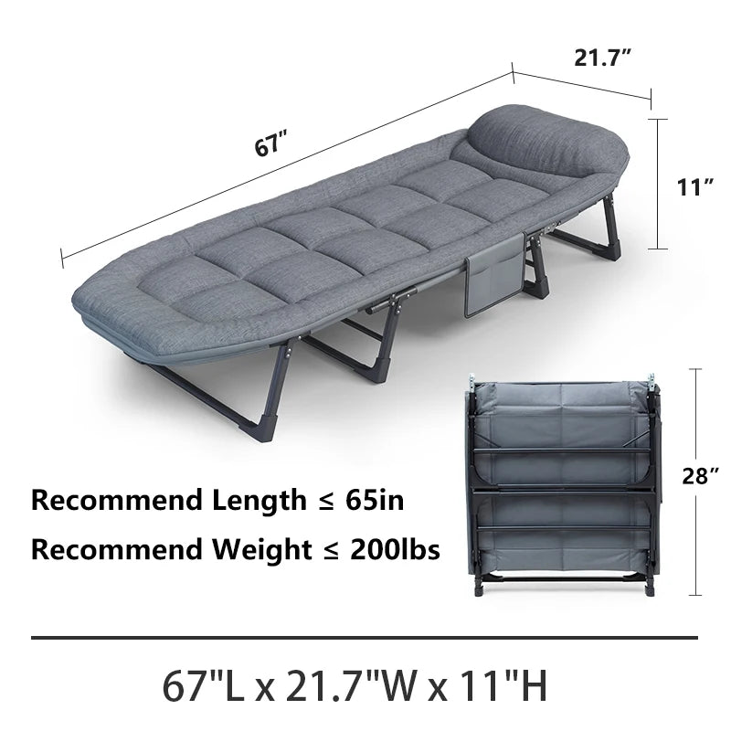 Snozeflex Sleeping Cots For Adults 6 Position Portable Foldable Bed