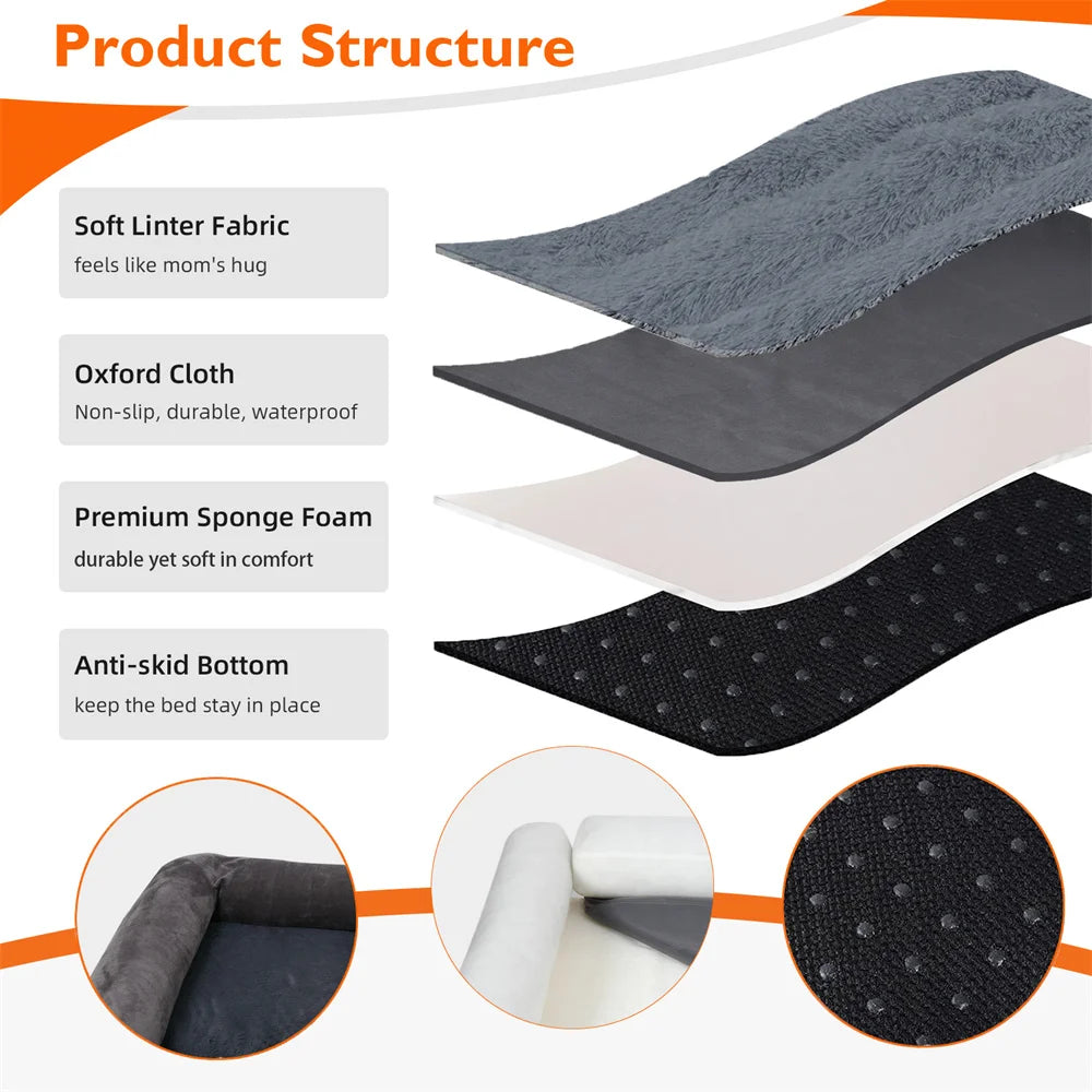 BORWARTCN Calming Orthopedic Memory Foam Dog Bed Waterproof Cover