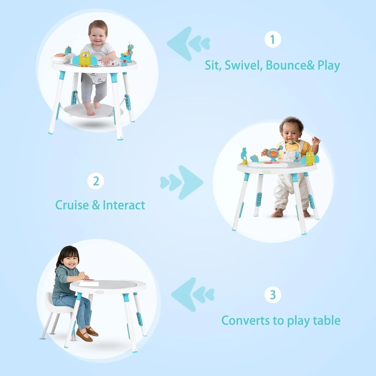 YEALEOCN Baby 3 In 1 Activity Center Jumper Table Toy