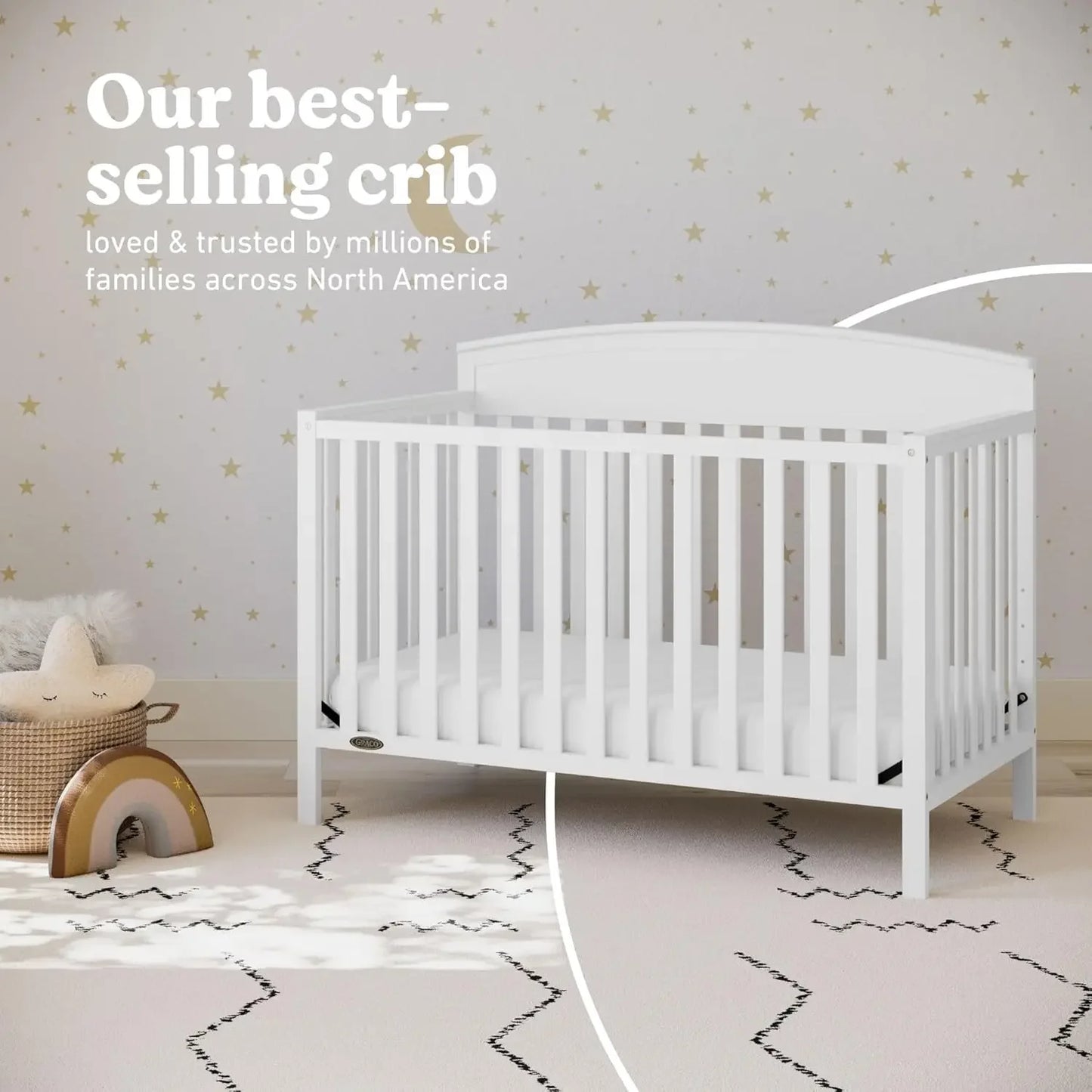5-in-1 Convertible Crib (White) – Converts from Baby Crib to Toddler Bed, Daybed and Full-Size Bed, Fits Standard Full-Size Crib