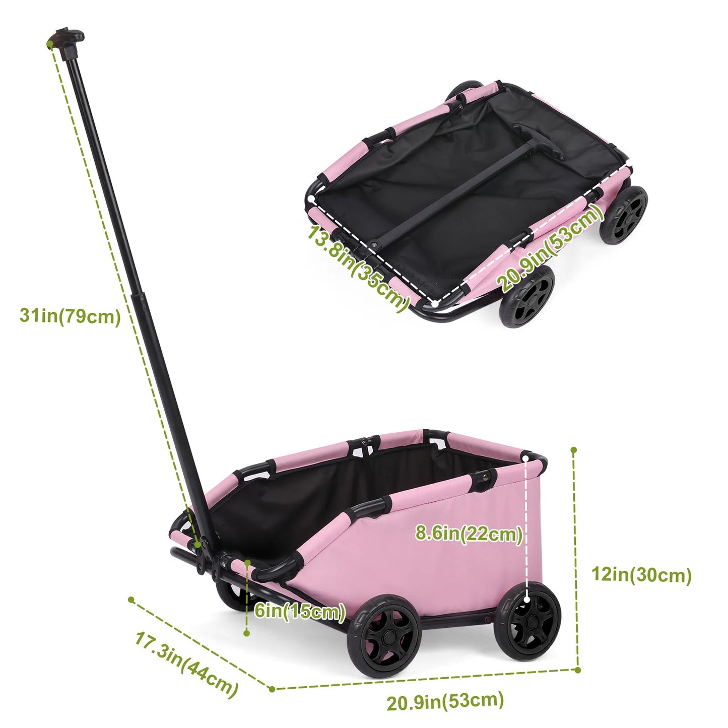 Small Pet Cart 4 Wheels Folding Dog Stroller Lightweight 360 Degree Rotating Trolley Pet Stroller for Small Cats and Dogs