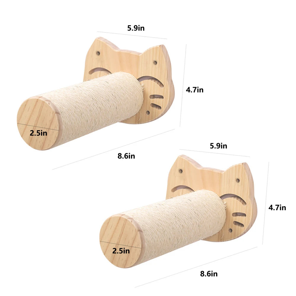 Cat Climbing Shelf Wall Mounted Four Step Stairway With Sisal Scratching Post For Cats Tree Tower Platform